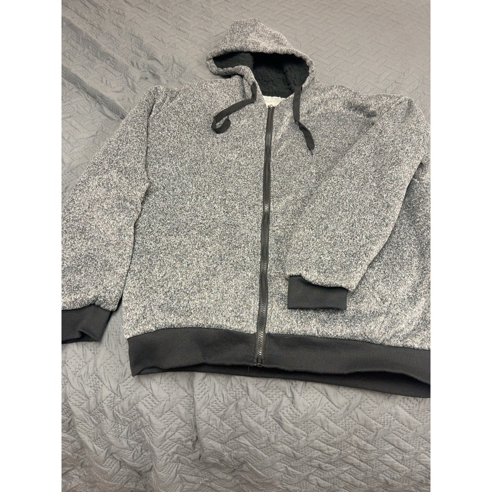 Seven Apparel Men's XL Gray Sherpa Lined Full Zip Hoodie Jacket Heavyweight